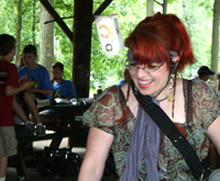 photo: Elizabeth smiling at an unseen scout before the concert